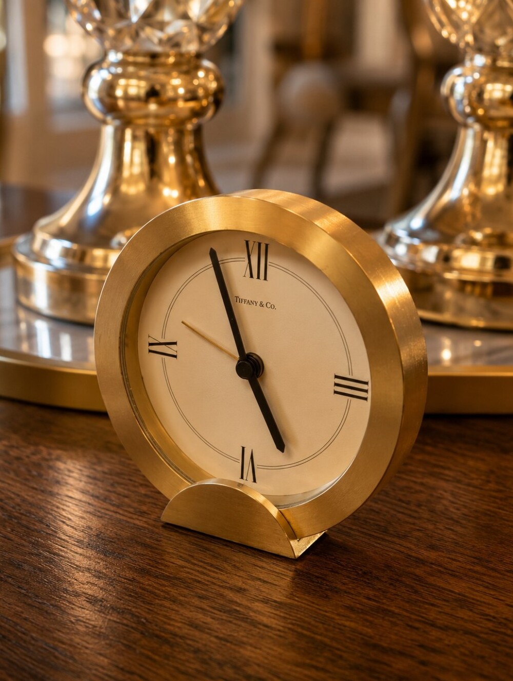 Tiffany & Co. Gold Round Table Clock